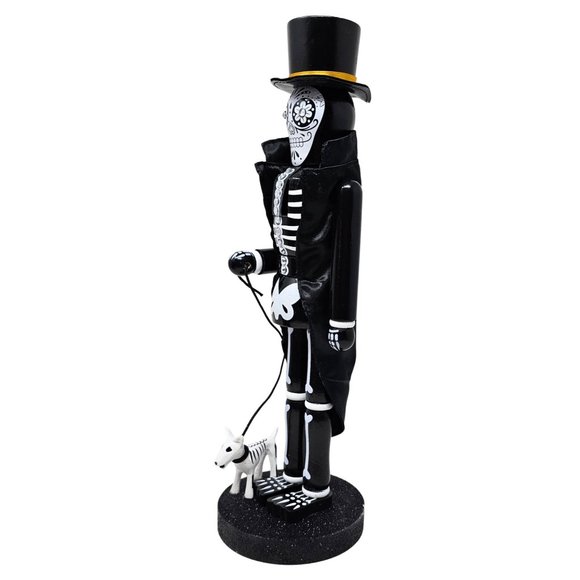 14" Skeleton Nutcracker with Dog, Day Of The Dead and Halloween Decor - Picture 4 of 4